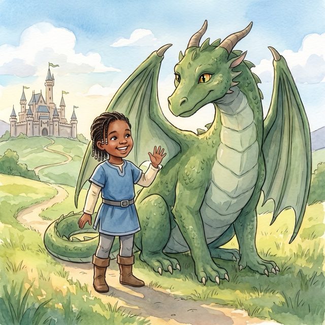 A child illustrated as the star of a Brave Star storybook