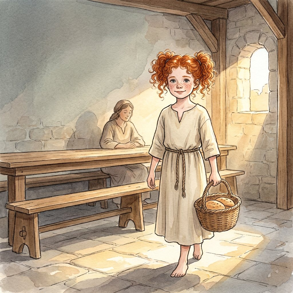 A child illustrated into the Christmas story